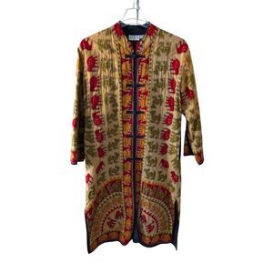 Orvis Vintage Long Jacket Kaftan With Animals sz M